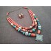 Necklace Zgarda of ceramic beads and cross with Mother Mary